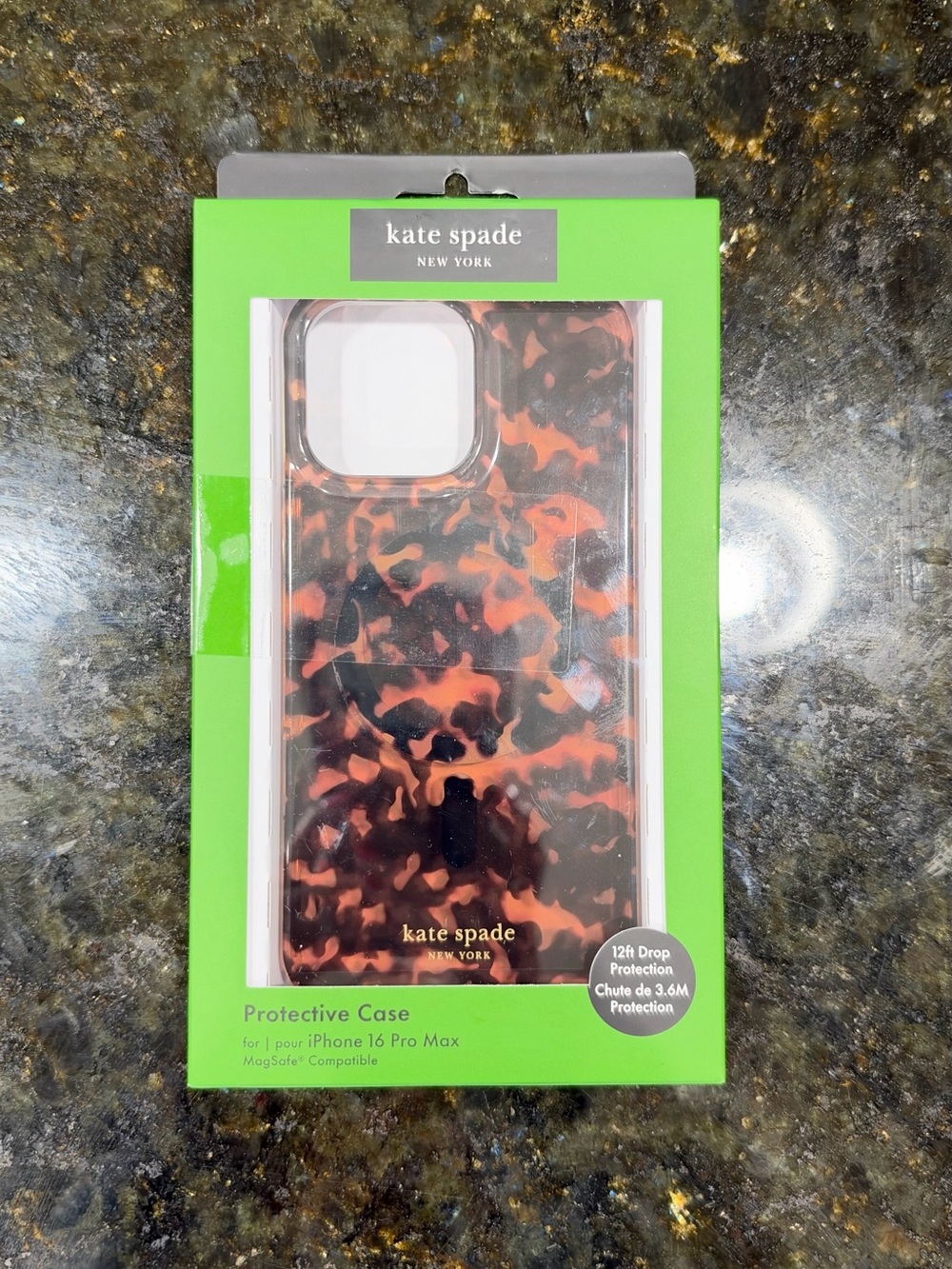 kate spade Tortoiseshell Pattern iPhone 16 Pro Max Case in Brown and Black
